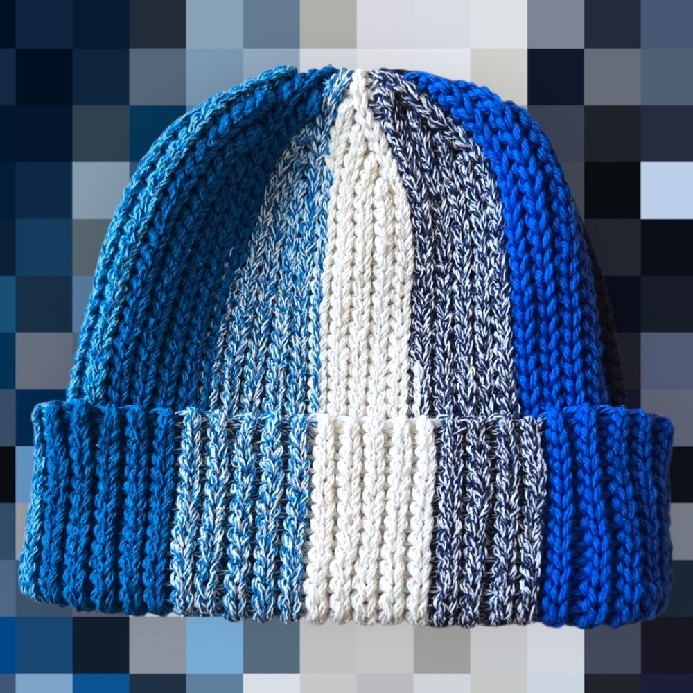 Bluey Stripe Knit-look 90s beanie, Handmade By Me, Hand Embroidery, Ask About Cu